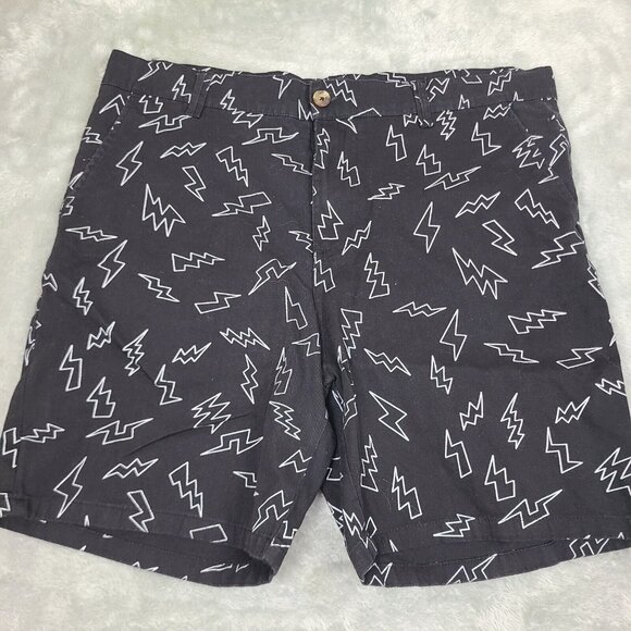Sovereign Code Mens Shorts XL Beach Biz‎ Black Colorful Lightning Bolt Shorts - Picture 1 of 9